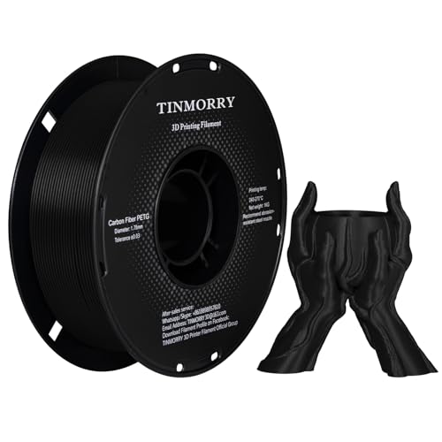 TINMORRY Carbon Fiber PETG Filament 1.75 mm, TINMORRY PETG CF 3D Printer Filament, Compatible with Bambu LAB, Creality K1C, QIDI MAX3, FLASHFORGE Adventurer 5M, Prusa MK4 FDM 3D Printer, 1 KG 1 Spool, Black - Image 1