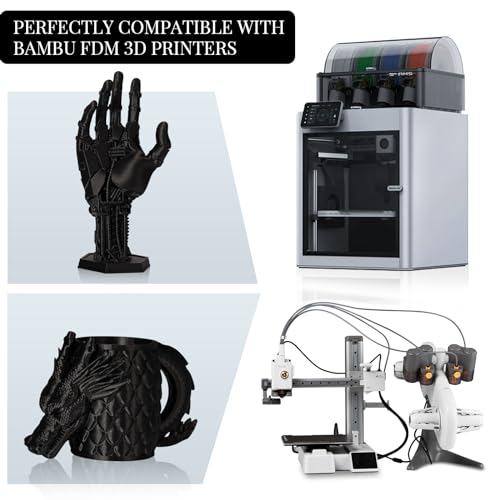 TINMORRY Carbon Fiber PETG Filament 1.75 mm, TINMORRY PETG CF 3D Printer Filament, Compatible with Bambu LAB, Creality K1C, QIDI MAX3, FLASHFORGE Adventurer 5M, Prusa MK4 FDM 3D Printer, 1 KG 1 Spool, Black - Image 2