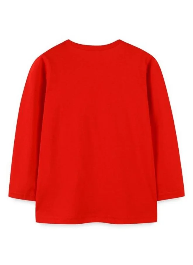 يونيكي Red Printed Long Sleeve Crew Neck T-Shirt