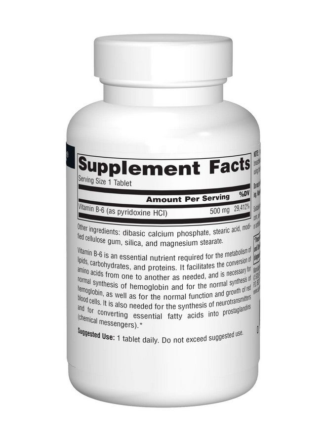 Source Naturals Vitamin B-6, 500 mg Immune System Support - 50 Tablets - Image 3