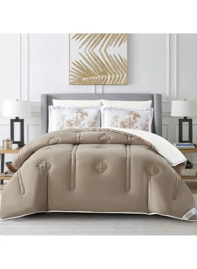 Donetella Bedding Comforter Set, King Size Fits 200x200 cm - 6-Pcs Digital Print Quilted Bed Set, Microfiber Fabric - 1 Comforter, 1 Fitted Sheet, 2 Pillow Shams, 2 Pillowcases