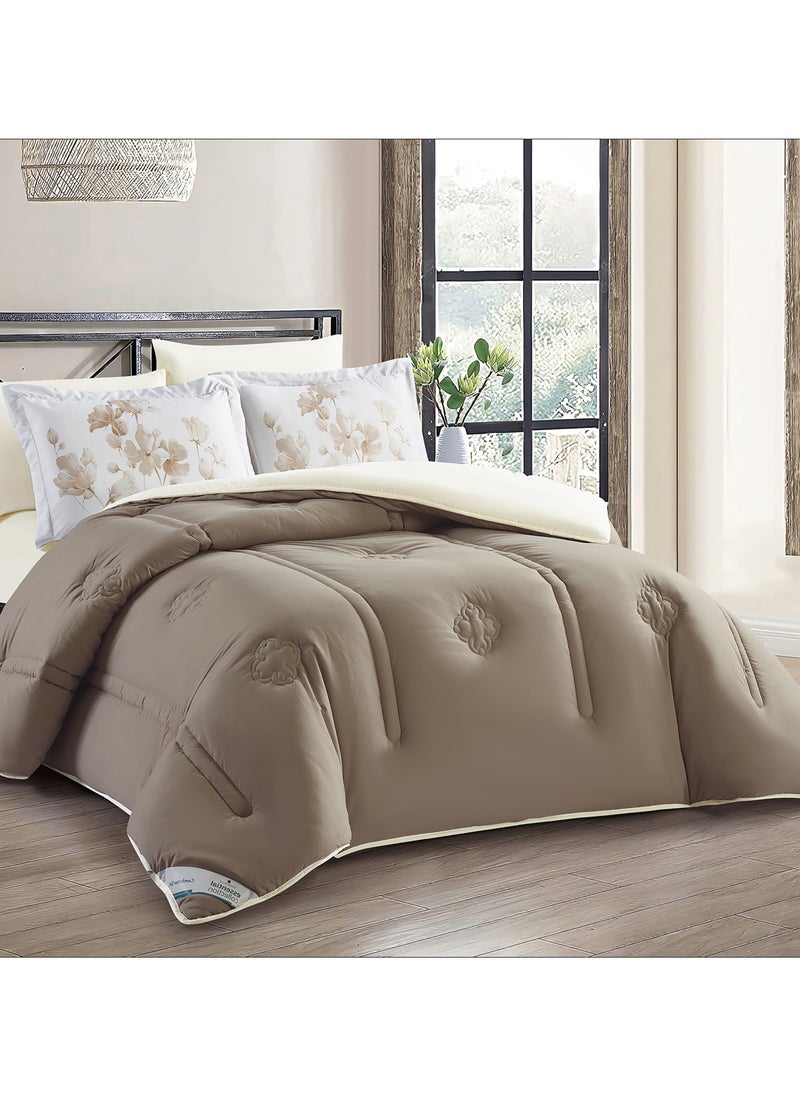 دوناتيلا طقم مفرش ريجنت 6 قطع مقاس مزدوج 240 × 260 سم بحشوة ثابتة بيج فاتح  - Image 2