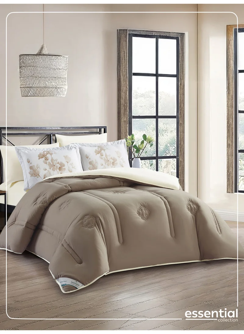 دوناتيلا طقم مفرش ريجنت 6 قطع مقاس مزدوج 200 × 200 سم بحشوة ثابتة بيج فاتح