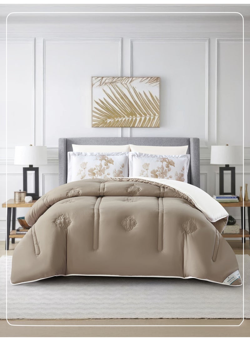 Donetella Bedding Comforter Set, King Size Fits 200x200 cm - 6-Pcs Digital Print Quilted Bed Set, Microfiber Fabric - 1 Comforter, 1 Fitted Sheet, 2 Pillow Shams, 2 Pillowcases - Image 1