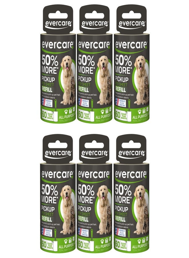 evercare إيفركير رول لاصق إضافي للغبار للحيوانات الأليفة 60 ورقة، 6 عبوات - Image 1