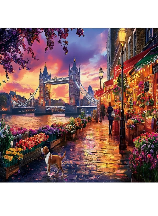 Edsjegn 1000 Piece Puzzle for Adults, Tower Bridge of London Puzzles, Street Scenes Jigsaw Puzzles 1000 Pieces, Fun Landscape Puzzle for Adults Kids Seniors,Challenging Family Game Great Gift Idea, 28*20 in - Image 1