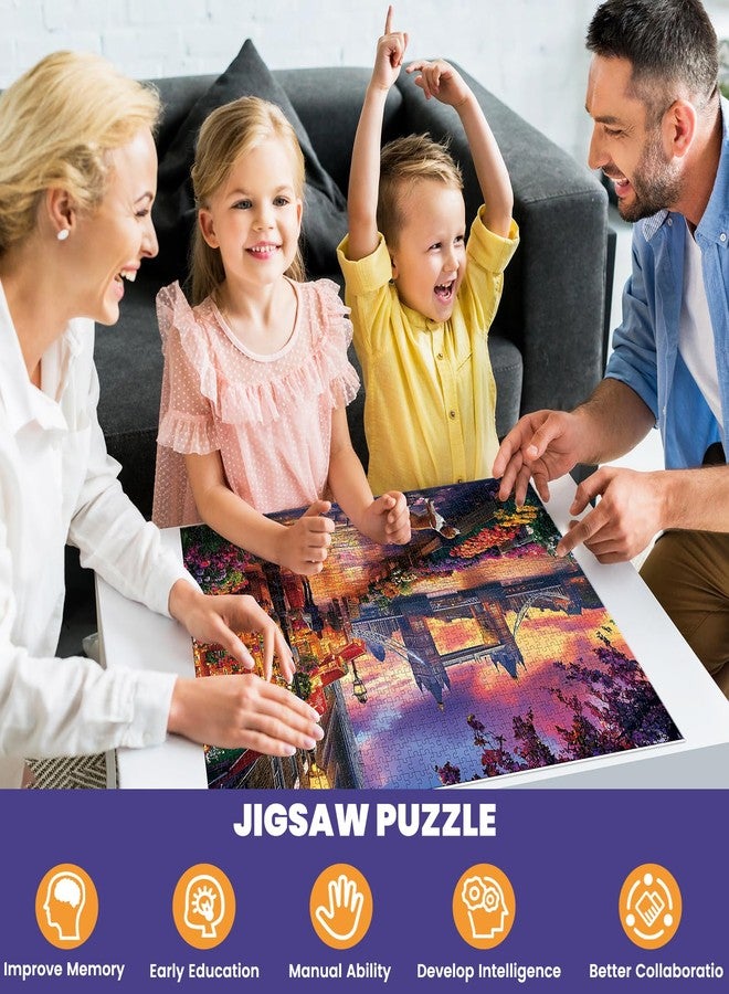 Edsjegn 1000 Piece Puzzle for Adults, Tower Bridge of London Puzzles, Street Scenes Jigsaw Puzzles 1000 Pieces, Fun Landscape Puzzle for Adults Kids Seniors,Challenging Family Game Great Gift Idea, 28*20 in - Image 5