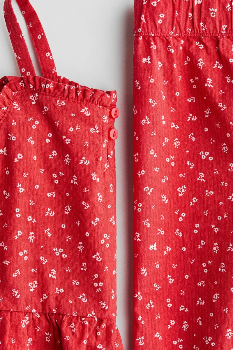 H&M 2-piece frill-trimmed seersucker set