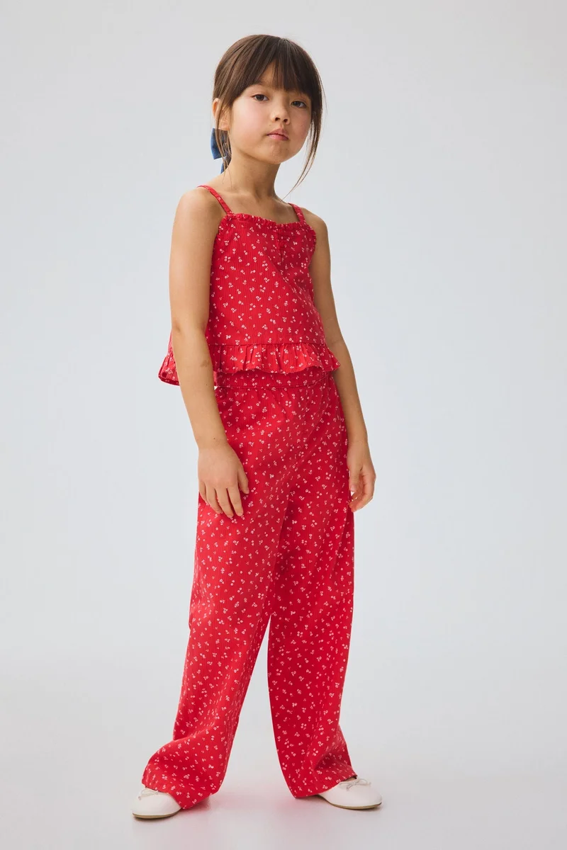 اتش اند ام طقم قطني بحواف كشكشة - عبوة من قطعتين