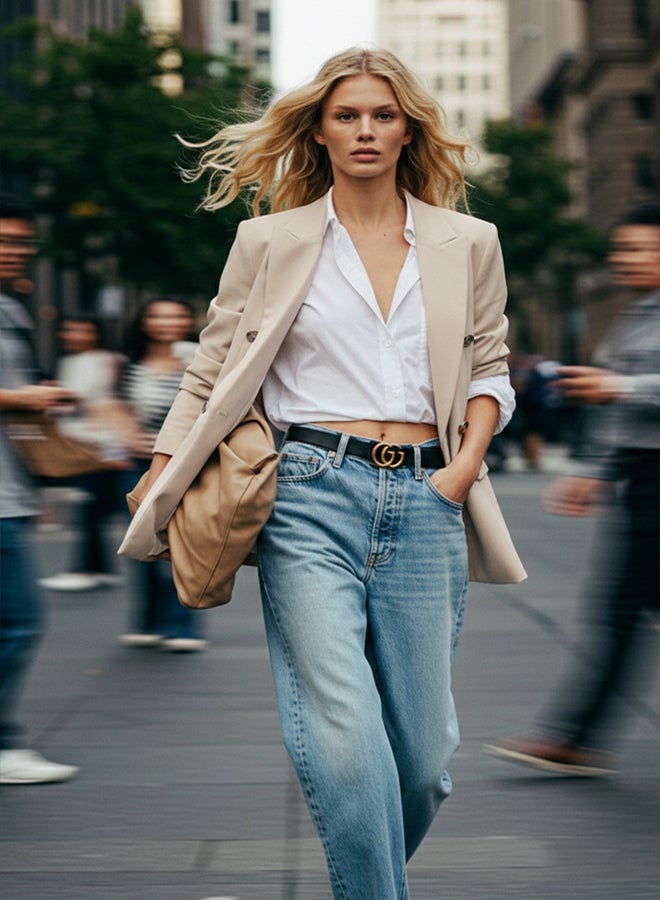 trendyol Beige Regular Lined Double Breasted Closure Woven Blazer Jacket TWOSS21CE0107 - Image 1