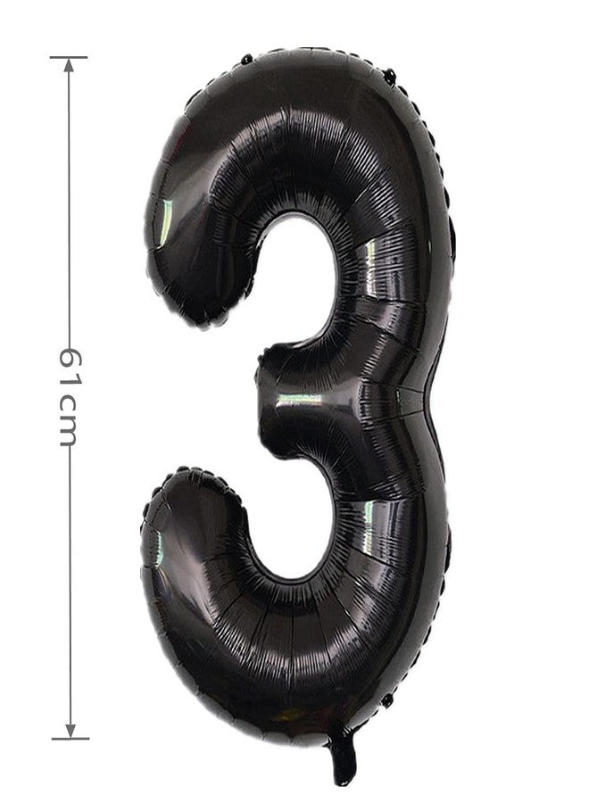 YPSelected 32 Inch Large Foil Helium Number Balloon Birthday Wedding Party 0-9 (Black, 3) - Image 3