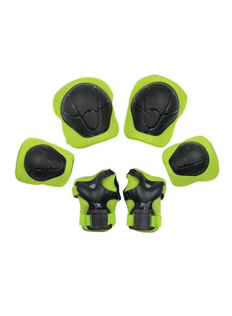 Roller Skating Protective Gear, Children's Helmet Set of Riding Elbow Wristband, Skateboard Skates Balance Bike Helmet Knee Pads, 7 pcs (Green)  - Image 2