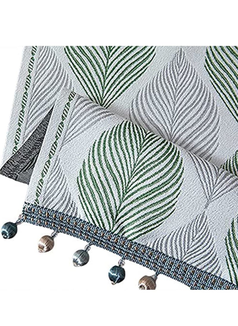 SYOSI Cotton Linen Table Runner Spring Runners Farmhouse Green Leaves Macrame Coffee Runner with Handmade Tassels for Restaurant Hotel Cafe Home Kitchen Dining Holiday Wedding Party  - Image 5