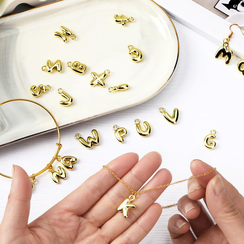 SANNIX 26Pcs Letter Charms, Initial Letter Charm for Jewelry Making, Gold A-Z Alphabet Letter Charm Pendants for Bracelet Necklace Earrings Crafts Making - Image 3