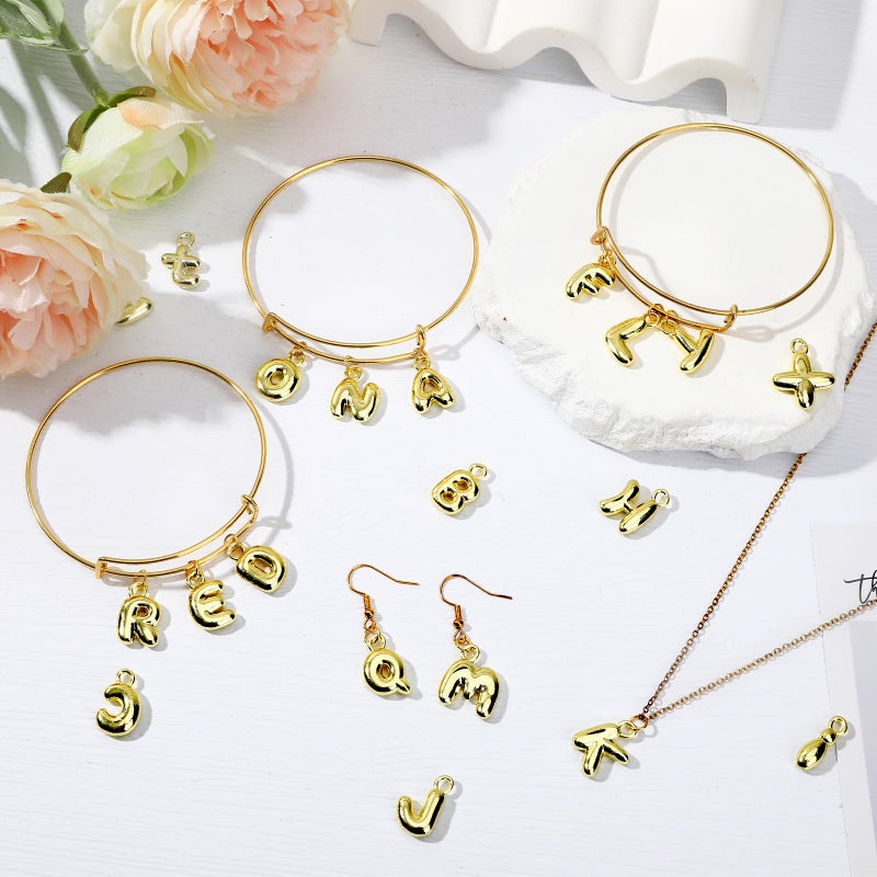 SANNIX 26Pcs Letter Charms, Initial Letter Charm for Jewelry Making, Gold A-Z Alphabet Letter Charm Pendants for Bracelet Necklace Earrings Crafts Making - Image 4