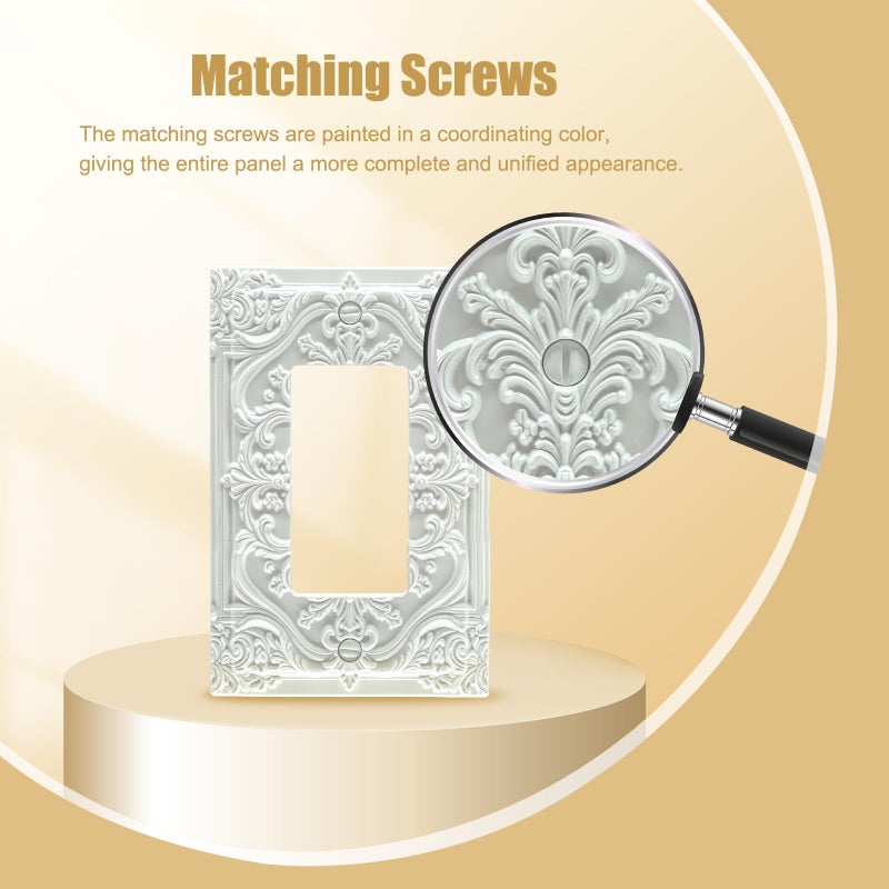 Spshian Decorative Outlet Covers White Flower Elegant 3D Floral Embossed 1 Gang Rocker Light Switch Cover Plate Single Decora Light Switch Covers Wall Plate Faceplate for Bedroom Home Decor - Image 4