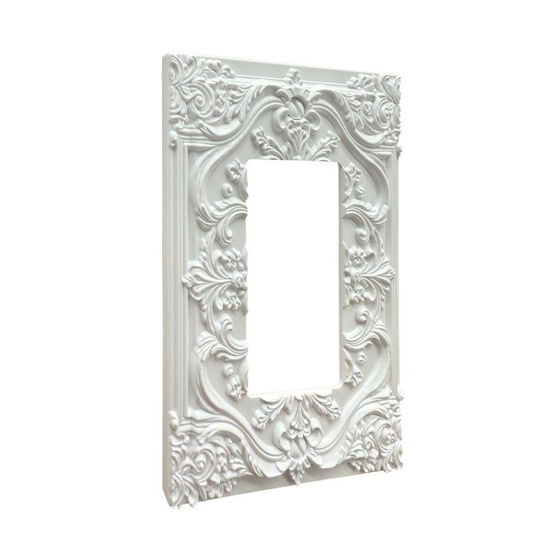 Spshian Decorative Outlet Covers White Flower Elegant 3D Floral Embossed 1 Gang Rocker Light Switch Cover Plate Single Decora Light Switch Covers Wall Plate Faceplate for Bedroom Home Decor - Image 2