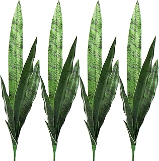 Beebel 4 Pcs Artificial Plants 30" Sansevieria Snake Plant Plastic Greenery Perfect Faux Agave Plant for Home Office - Image 1