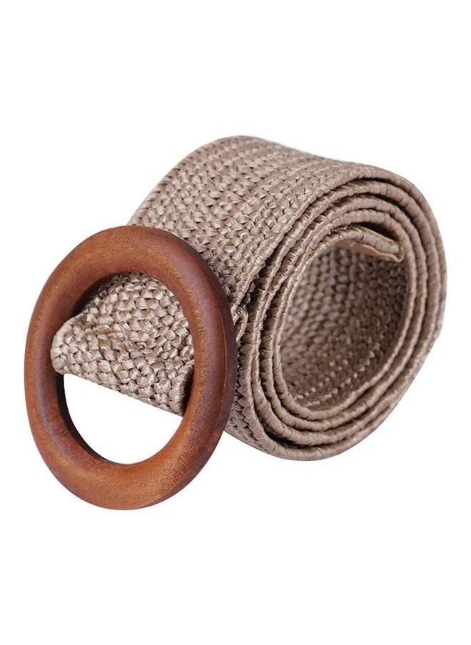 Generic - Round Buckle Woven Belt Khaki - Image 1