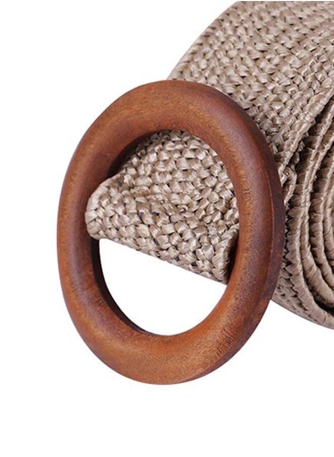 Generic - Round Buckle Woven Belt Khaki - Image 1