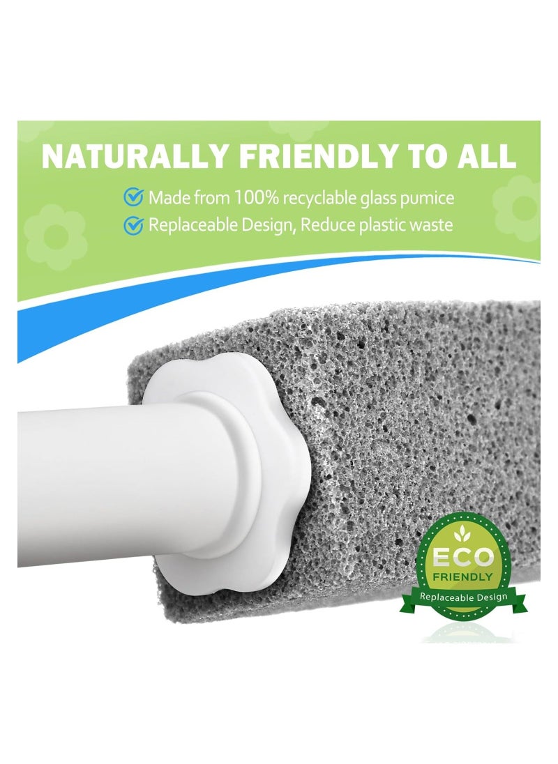 Generic - Pumice Stone for Toilet Cleaning with Extra Long Handle, Replaceable Design, 1 Cleaning Handle, 3 Cleaning Stones Refills, Easy for Removing Stubborn Hard Water Stains Buildups, for Kitchen Cleaning - Image 1