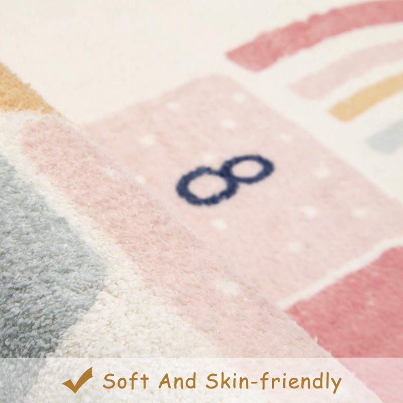 Topotdor Rainbow Sky Hopscotch Game Rugs,Kids Play Area Rugs Soft Floor Carpet for Bedroom Playroom Nursery,Great Gift for Girls & Boys,27.5" x 63" - Image 4