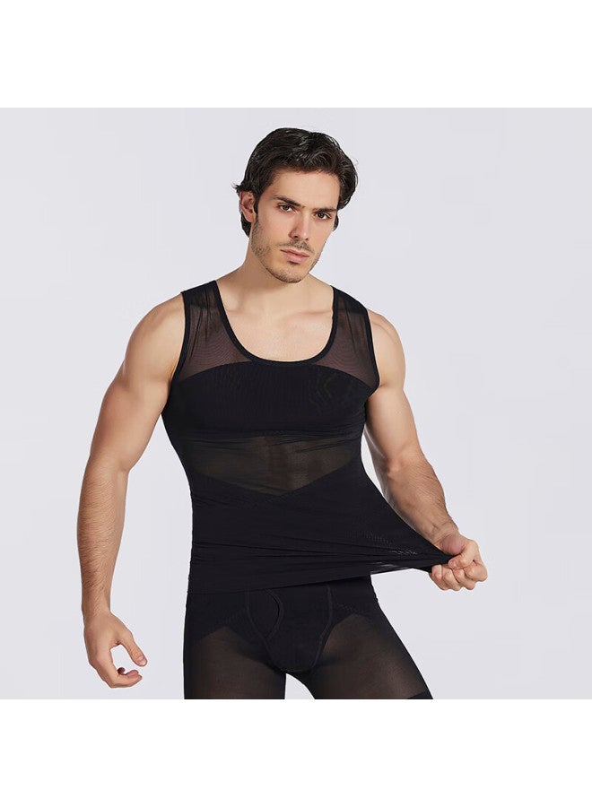 LANG SHA Langsha Men's Invisible Tummy Control Vest Slimming Body Shaper Waist Trainer Shapewear Black L - Image 5
