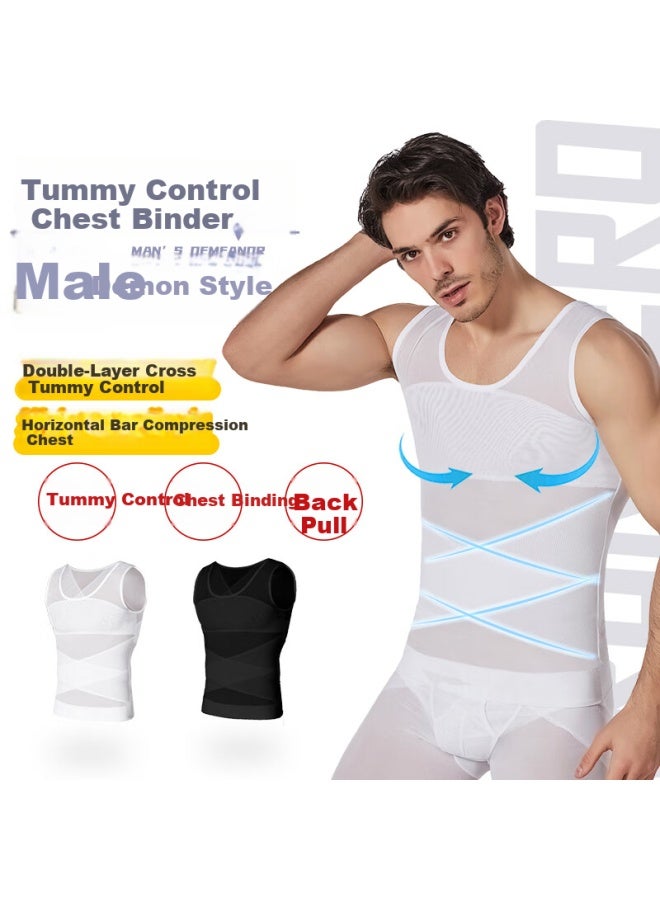 LANG SHA Langsha Men's Invisible Tummy Control Vest Slimming Body Shaper Waist Trainer Shapewear Black L - Image 1