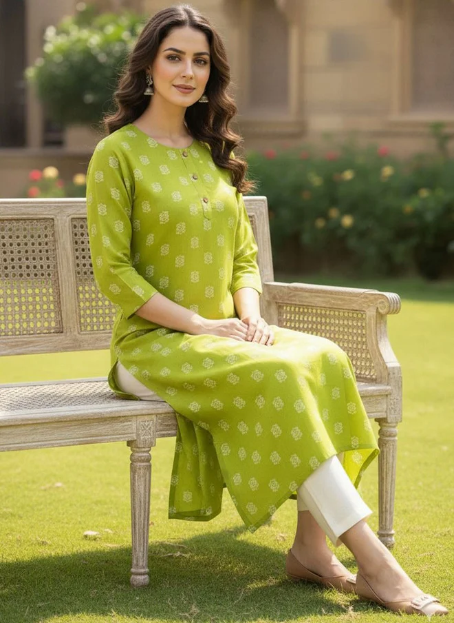 Saka Designs  Floral Printed Knee Length Kurta  | Best Price UAE