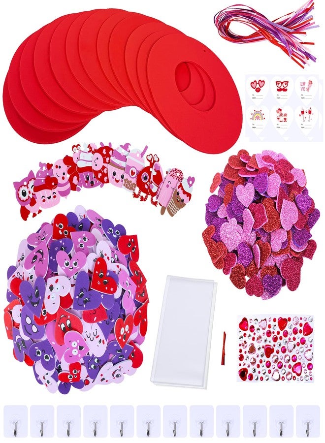 وينلين مجموعة من 12 قطعة من أدوات الحرف اليدوية لعيد الحب من Winlyn، حرف يدوية على شكل قلب، زينة إكليل على شكل قلب، مجموعات فنية، ملصقات على شكل قلب مبتسم من الرغوة للأطفال، حفلات عيد الحب، أنشطة الفصل الدراسي، تبادل الهدايا - Image 4