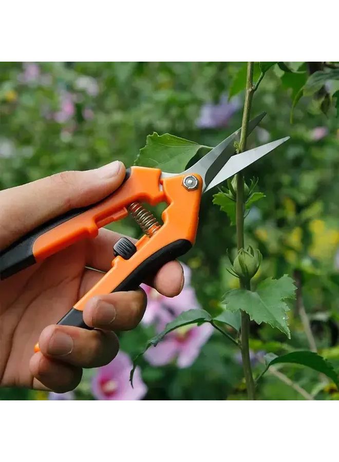 مقص تقليم برتقالي، شفرات من الفولاذ المقاوم للصدأ، مقابض معزولة، أداة حدائق لقطف الفواكه - Image 4