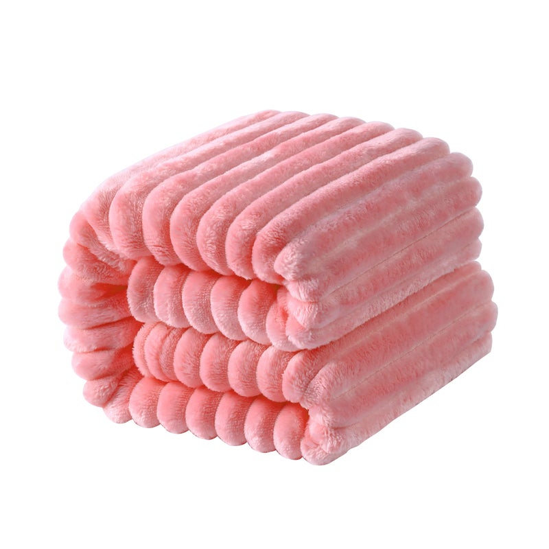 NTBAY Flannel Fuzzy Toddler Blanket, Fluffy Warm and Lightweight Reversible Stripes Design Baby Plush Blanket, 30x40 Inches, Pink - Image 1