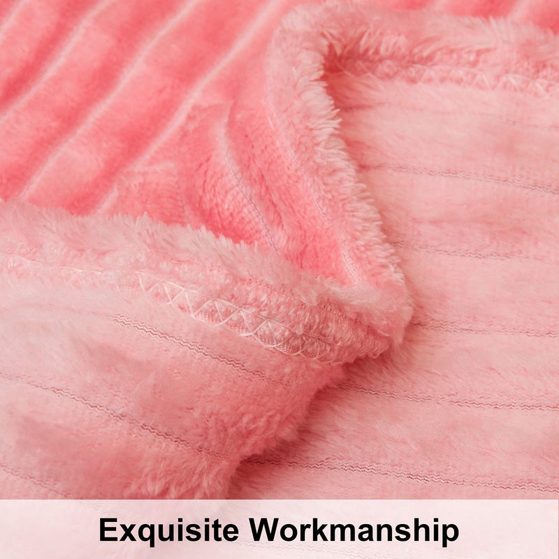 NTBAY Flannel Fuzzy Toddler Blanket, Fluffy Warm and Lightweight Reversible Stripes Design Baby Plush Blanket, 30x40 Inches, Pink - Image 3