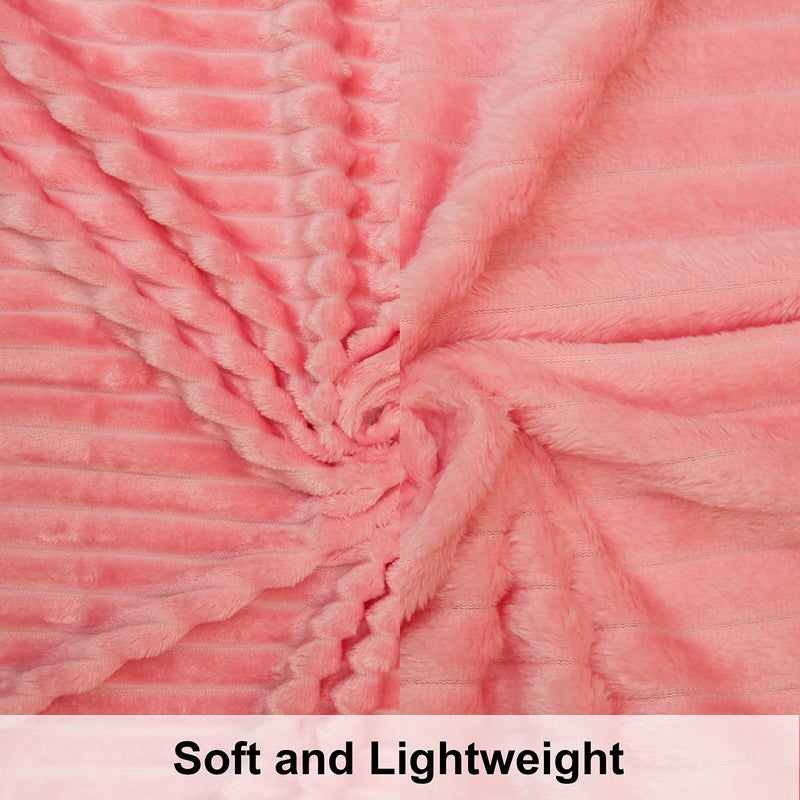 NTBAY Flannel Fuzzy Toddler Blanket, Fluffy Warm and Lightweight Reversible Stripes Design Baby Plush Blanket, 30x40 Inches, Pink - Image 2