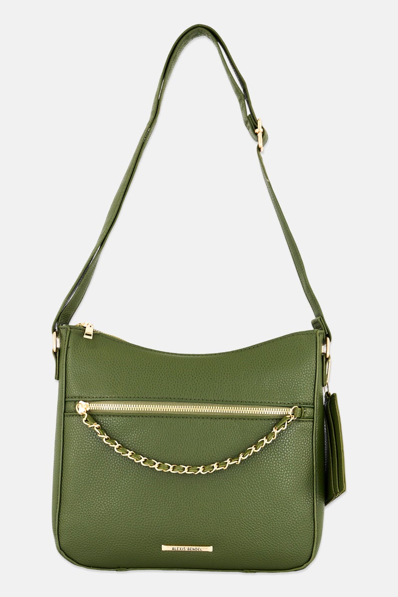 Alexis Bendel Women Brand Logo Cross Body Bag With Card Holder, Dark Green  - Image 1