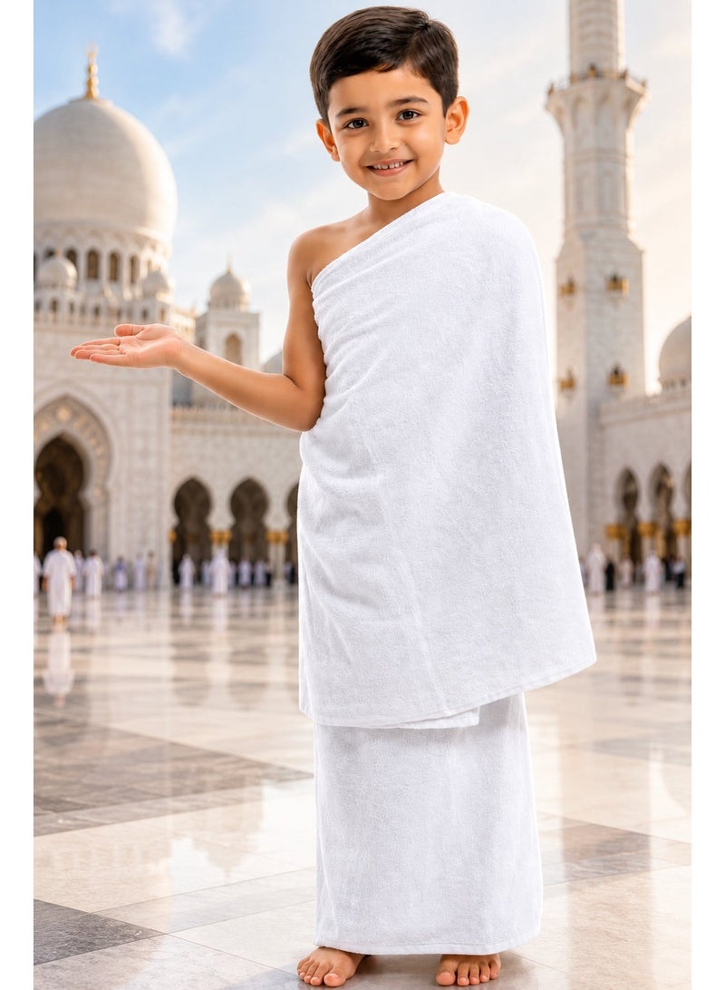 Nusuk 2 Pieces High Quality Microfiber Ihram Towels Set for Kids for Hajj and Umra - Image 1