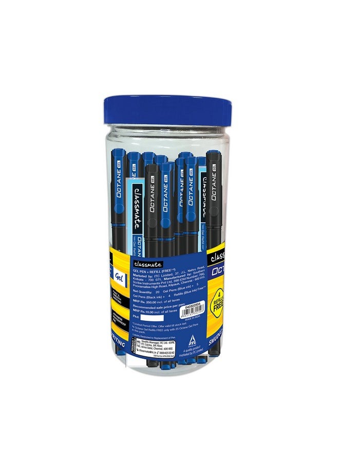 classmate Octane- Blue And Black Gel Pens (Pack Of 25)Smooth Writing Penswater-Proof Ink For Smudge-Free Writingpreferred By Students For Exam & Class Notesstudy At Home Essentials  - Image 2