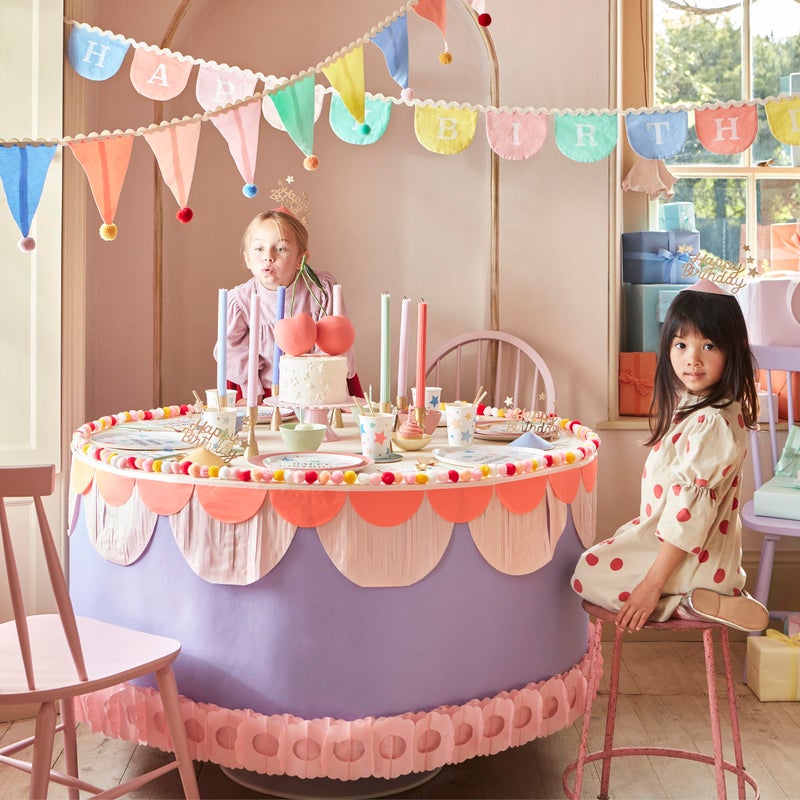 Meri Meri Happy Birthday Fabric Pennant Banner (Pack of 1), 7.5' Party Banner, 11' Including Excess Cord, Birthday Garland Party Decorations - Image 1
