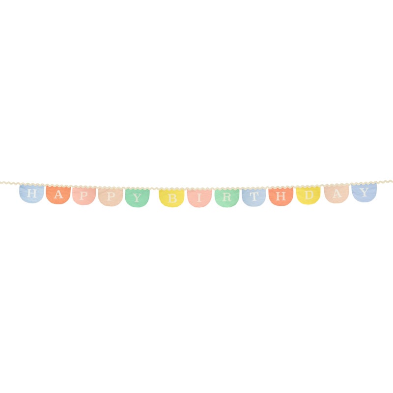 Meri Meri Happy Birthday Fabric Pennant Banner (Pack of 1), 7.5' Party Banner, 11' Including Excess Cord, Birthday Garland Party Decorations - Image 2