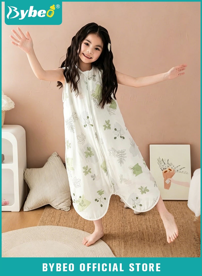 Bybeo Baby Sleep Sack for Toddlers, Bamboo Cotton Kids Sleeping Bag, Baby Wearable Sleeveless Blanket with 2 Way Zipper, Children's Summer Sleep Bag, Baby Pajama Sack, Anti-Kick Quilt Sleepwear for Boys & Girls - Image 1