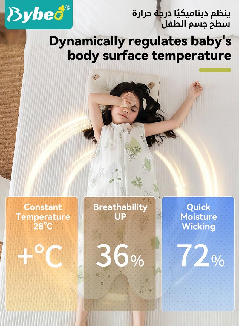 Bybeo Baby Sleep Sack for Toddlers, Bamboo Cotton Kids Sleeping Bag, Baby Wearable Sleeveless Blanket with 2 Way Zipper, Children's Summer Sleep Bag, Baby Pajama Sack, Anti-Kick Quilt Sleepwear for Boys & Girls - Image 3