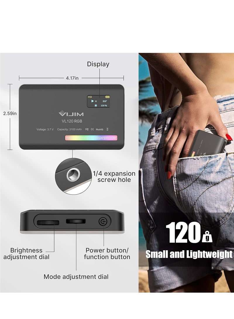VL120 LED Video Light on Camera, Mini Rechargeable 120 LED Photography Lighting Fill Lamp 3200K-6500K Bi-Color Dimmable, CRI95+, Built-in 3100mAh Battery for Canon Nikon Sony DSLR Cameras - Image 3