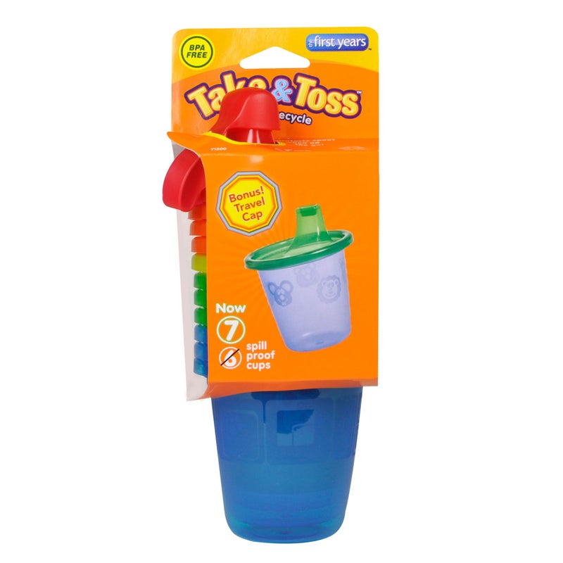 The First Years Take & Toss Spill-Proof 7 Ounce Cups 6 ea Assorted Colors, Colors May Vary, 7 Ounce - Image 2