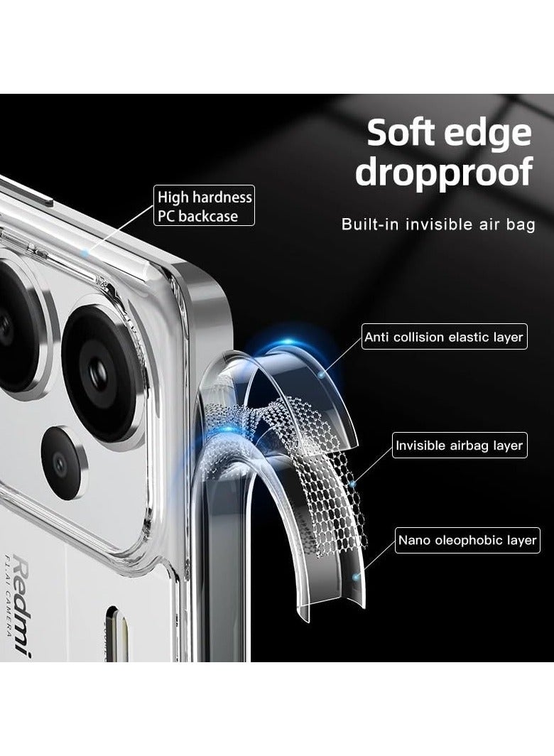 عام حافظة متوافقة مع شاومي ريدمي نوت 13 برو بلس 5 جرام ، حافظة غير لامعة وواضحة غطاء نحيف ، غلاف مصد جلدي عسكري مقاوم للصدمات للهاتف الخلفي لريدمي نوت 13 برو - Image 4