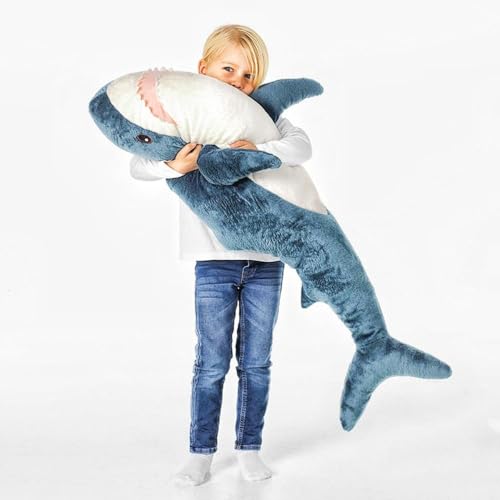 XIAOHONG 39 inch Giant Shark Stuffed Animal,Soft Shark Cushion Pillow Shark Plush Pillows,Chubby Stuffed Shark Toy Kid's Room Décor,Perfect Stress Relief for Women - Image 1