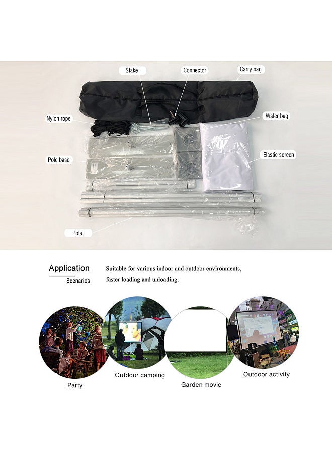 Generic - Projector Screen with Stand 100 inch Portable Projection Screen 16:9 HD Foldable Movies Screen for Indoor Outdoor Home Theater Backyard Cinema Camping - Image 1