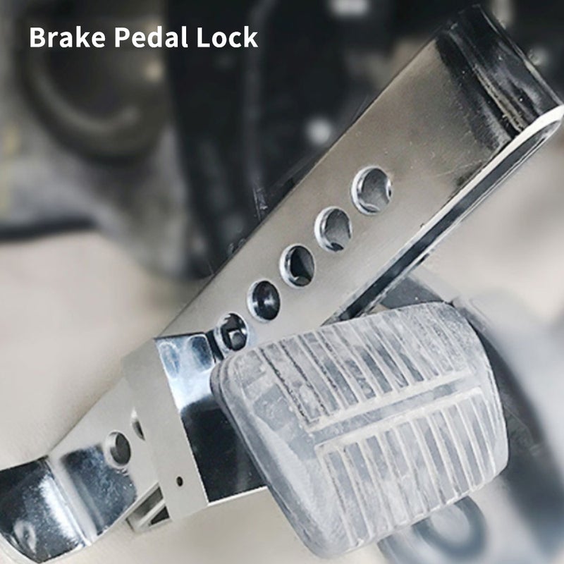 Brake Pedal Lock: Silver Heavy-Duty Stainless Steel - Anti-Pry Anti-Cut Vehicle Anti-Theft Device With 8 Adjustable Holes 2 Keys for Most Cars, Trucks, Vans, SUVs - Image 5