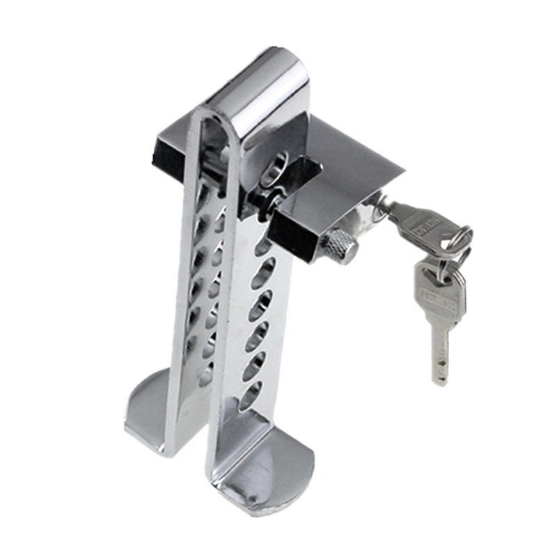 Brake Pedal Lock: Silver Heavy-Duty Stainless Steel - Anti-Pry Anti-Cut Vehicle Anti-Theft Device With 8 Adjustable Holes 2 Keys for Most Cars, Trucks, Vans, SUVs - Image 1