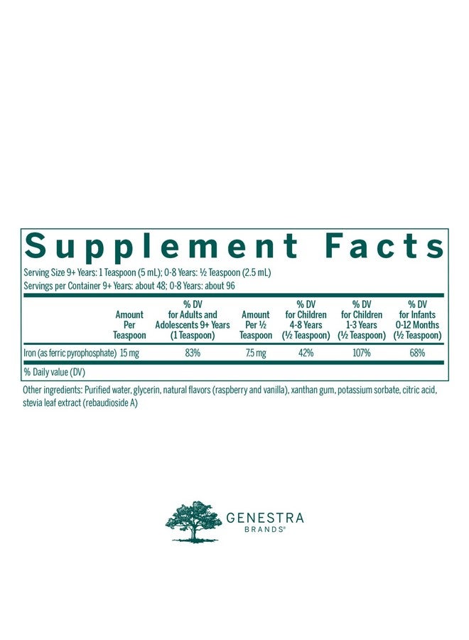 Genestra Brands Liquid Iron | Colloidal Mineral Supplement | Natural Raspberry Flavor | 8.1 fl. oz. - Image 2