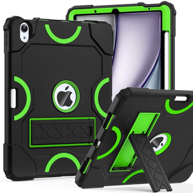 Cantis Case for iPad Air 11-inch (M3) 2025/ (M2) 2024, iPad Air 5th/4th Generation (2022/2020) 10.9 Inch, Heavy Duty Shockproof Rugged Protective for i Pad Air 11'', Black+Green+Black - Image 1